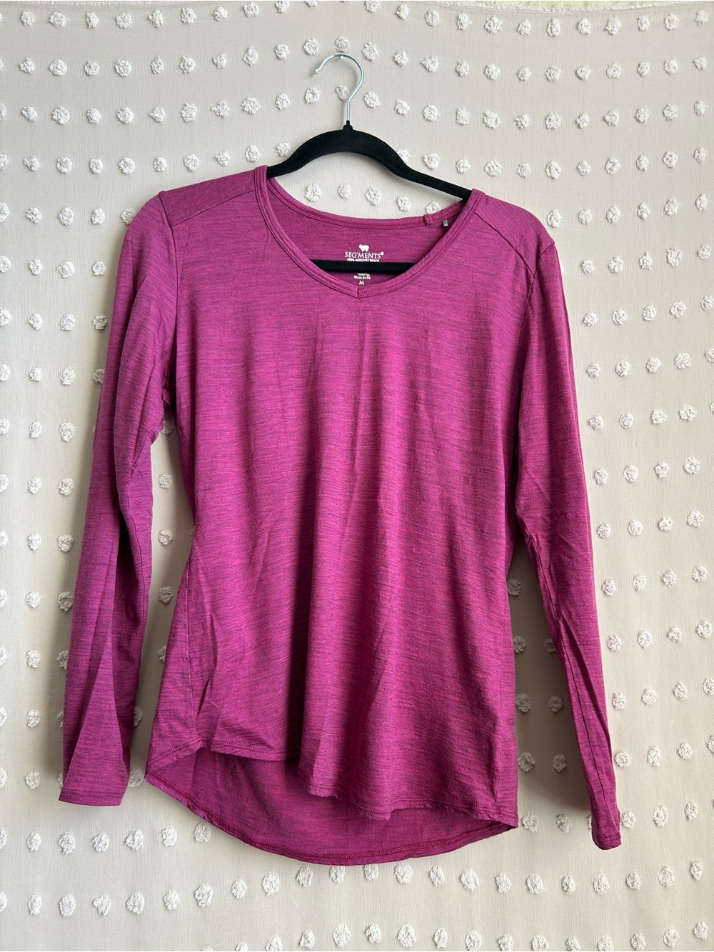 Segments Women’s Long Sleeve Merino Wool V Neck Base Layer Sz M Pink